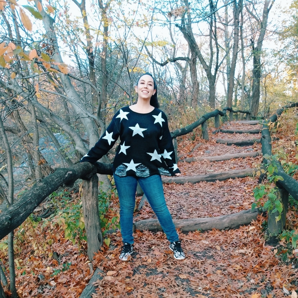 Distressed Oversized Star Sweater